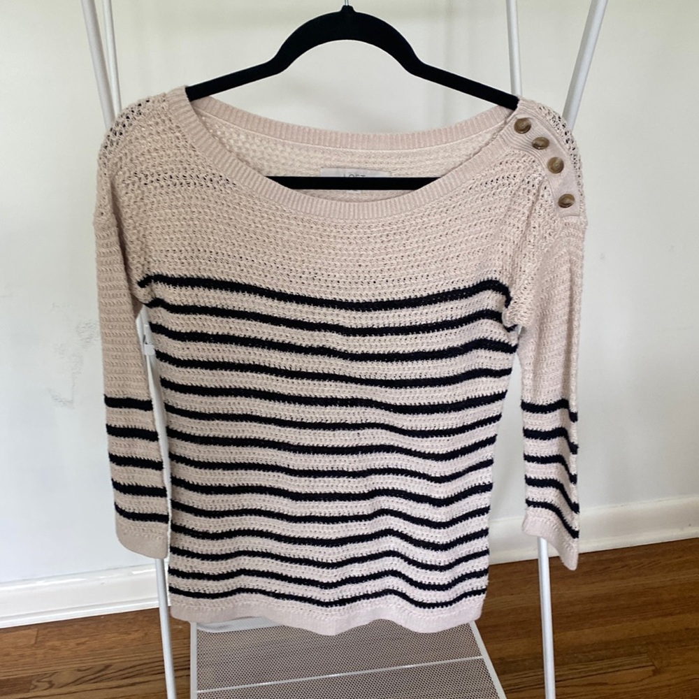 LOFT Knit One Shoulder Button Sweater Size Small